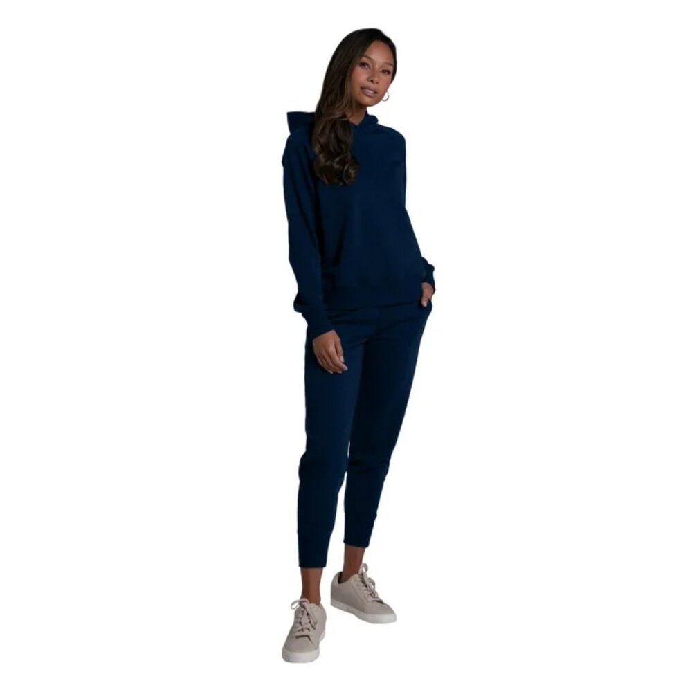 Fruit of the Loom Crafted Comfort Fleece Lined Hoodie Navy Blue Size S - Picture 7 of 8